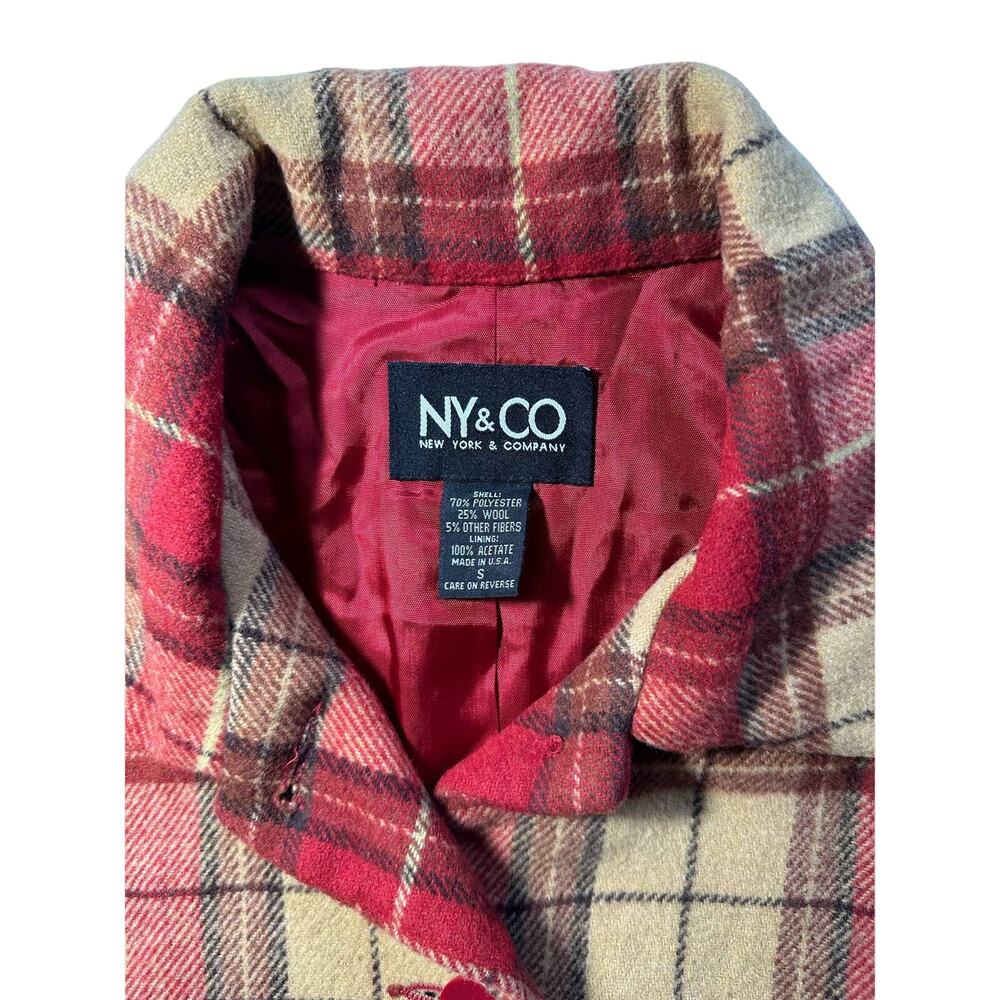 NY & CO Plaid Wool Blend Button Jacket Size Small - Picture 4 of 6
